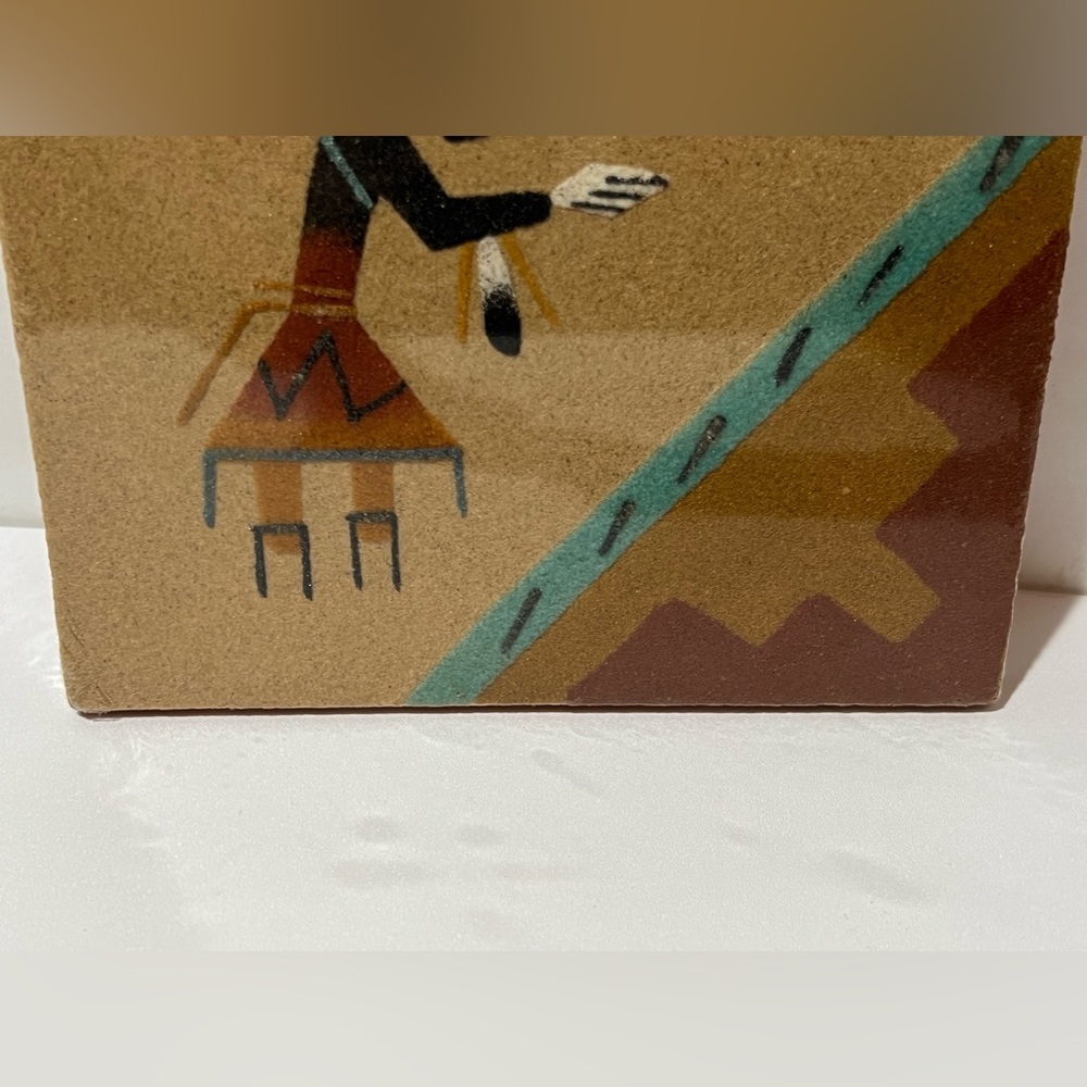 Native Navajo Sand Art Painting E Yazzie Signed Kachina Southwest New Mexico NIP - Picture 8 of 9